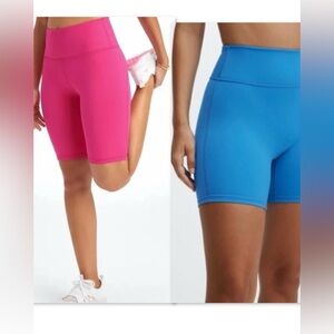 Fabletics High-Waisted Biker Shorts- Set of 2: Blue & Pink